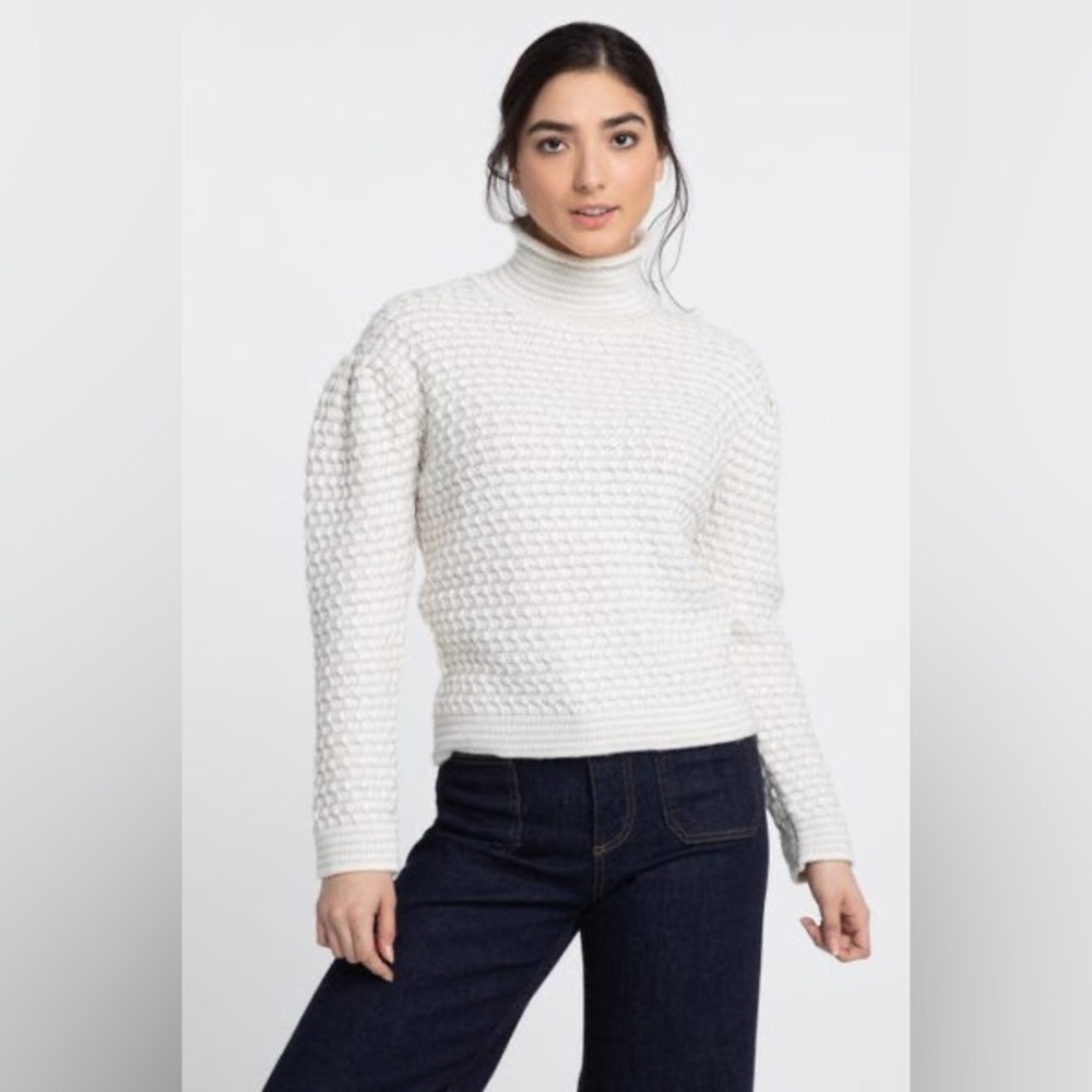 Kinross Cashmere Lurex Textured Funnel, Size Small